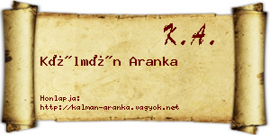 Kálmán Aranka névjegykártya